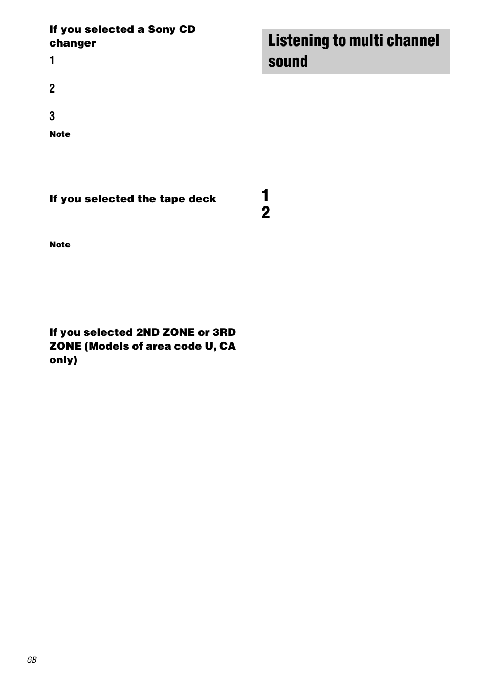 Listening to multi channel sound, Multi ch in | Sony RM-LJ312 User Manual | Page 14 / 28
