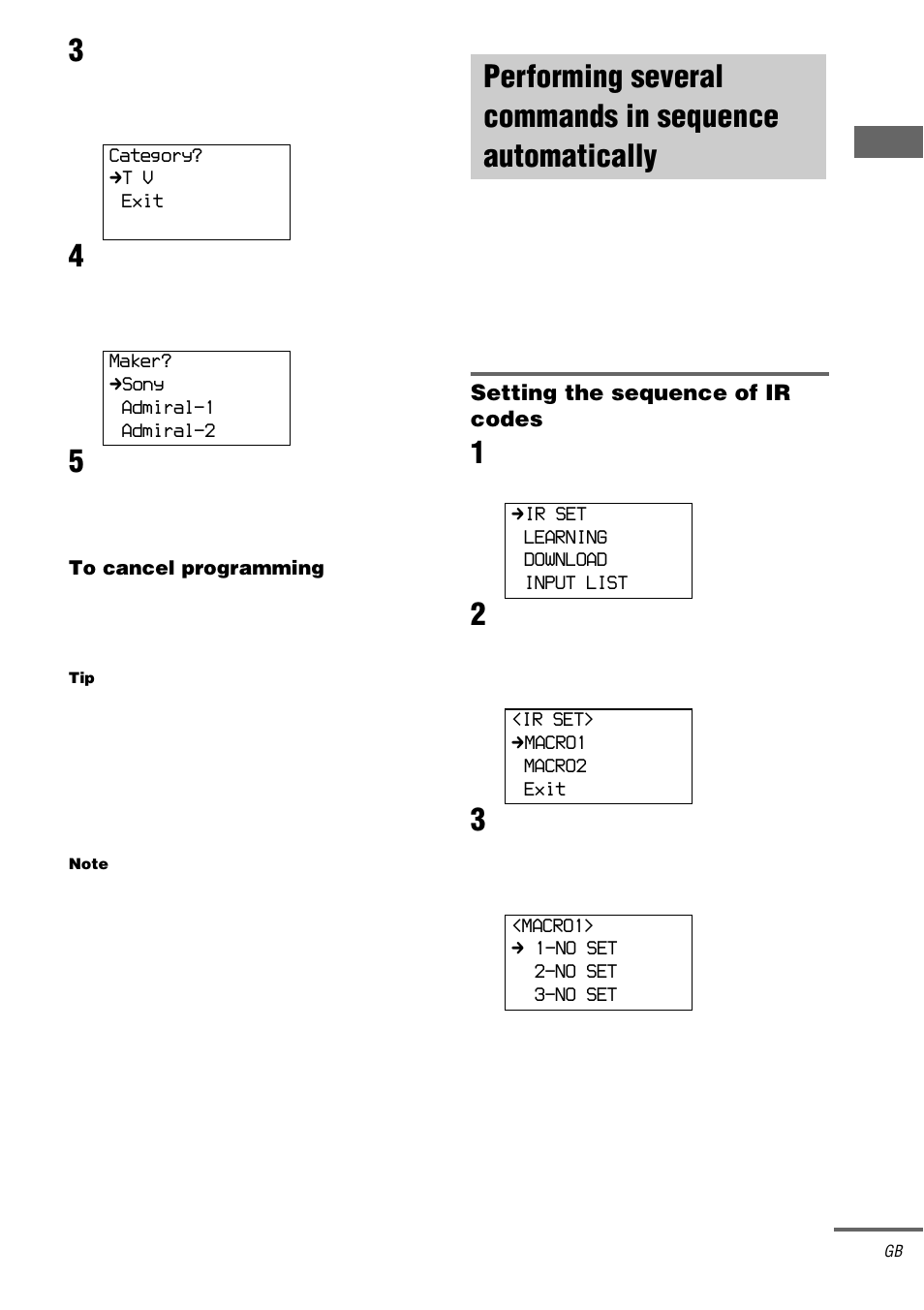 Macro play, Performing several commands in, Sequence automatically — macro play | Sony RM-LJ312 User Manual | Page 17 / 28