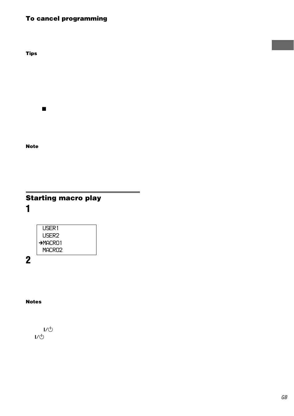 Starting macro play | Sony RM-LJ312 User Manual | Page 19 / 28