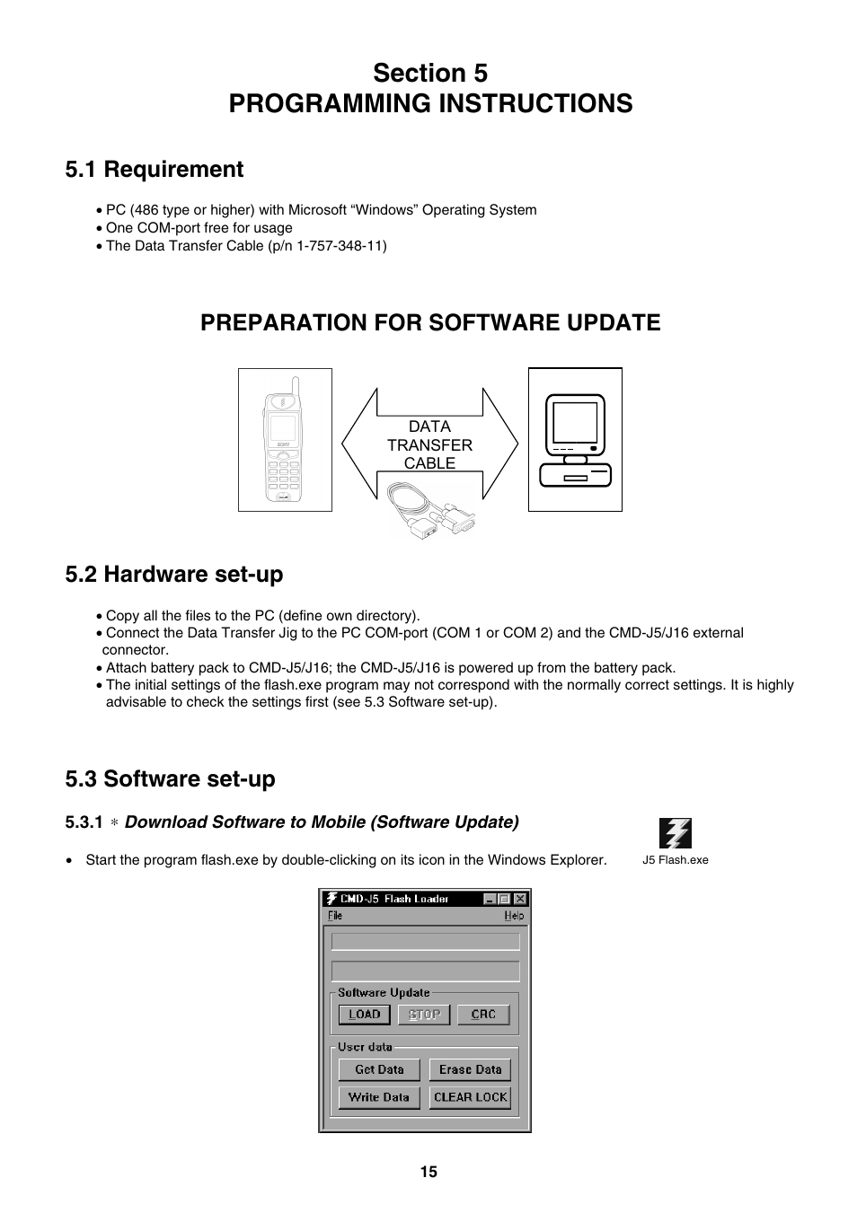 1 requirement, Preparation for software update, 2 hardware set-up | 3 software set-up | Sony CMD-J5/J16 User Manual | Page 15 / 20