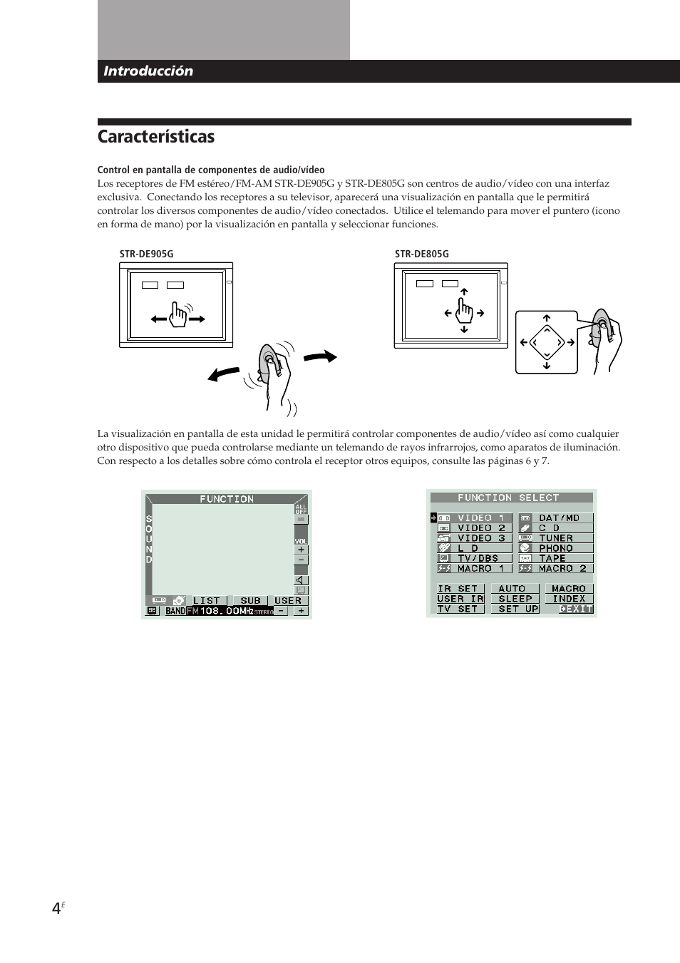 Características, Introducción | Sony STR-DE905G User Manual | Page 104 / 200