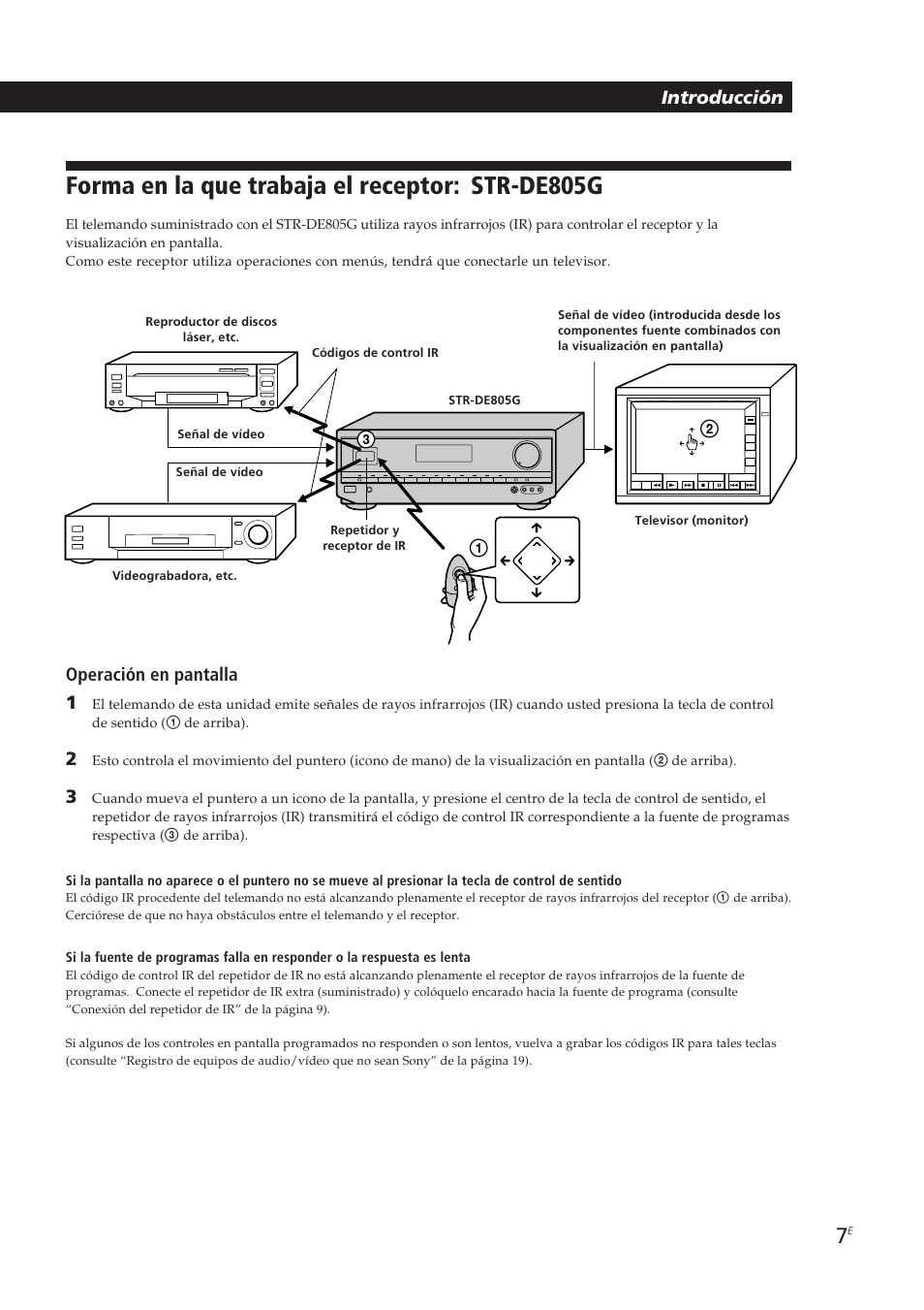 Forma en la que trabaja el receptor: str-de805g, Operación en pantalla 1, Introducción | Mm â µ | Sony STR-DE905G User Manual | Page 107 / 200