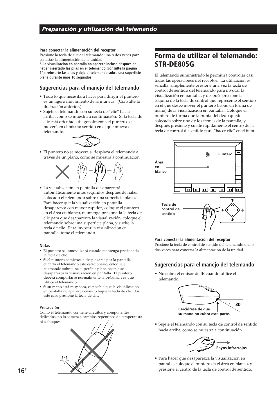 Forma de utilizar el telemando: str-de805g, Preparación y utilización del telemando, Sugerencias para el manejo del telemando | Mm â µ | Sony STR-DE905G User Manual | Page 116 / 200