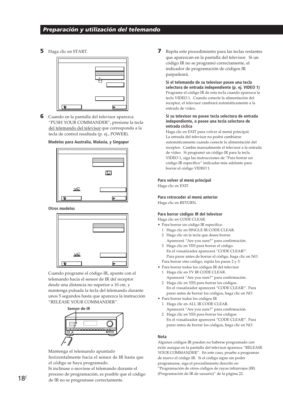 Preparación y utilización del telemando 5 | Sony STR-DE905G User Manual | Page 118 / 200