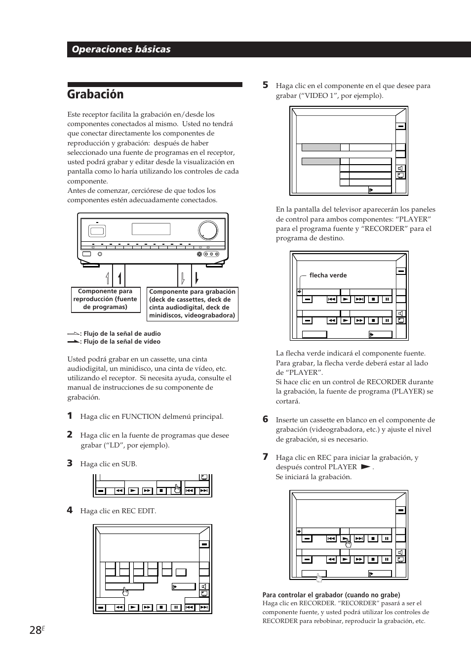 Grabación, Operaciones básicas, Haga clic en function delmenú principal | Haga clic en sub, Haga clic en rec edit | Sony STR-DE905G User Manual | Page 128 / 200