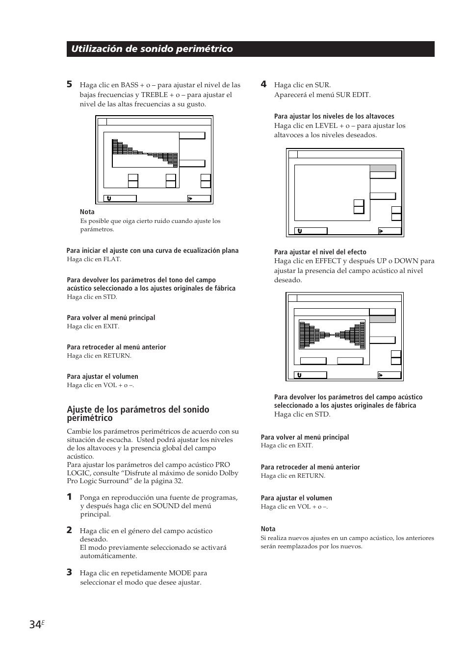 Utilización de sonido perimétrico 5, Ajuste de los parámetros del sonido perimétrico | Sony STR-DE905G User Manual | Page 134 / 200