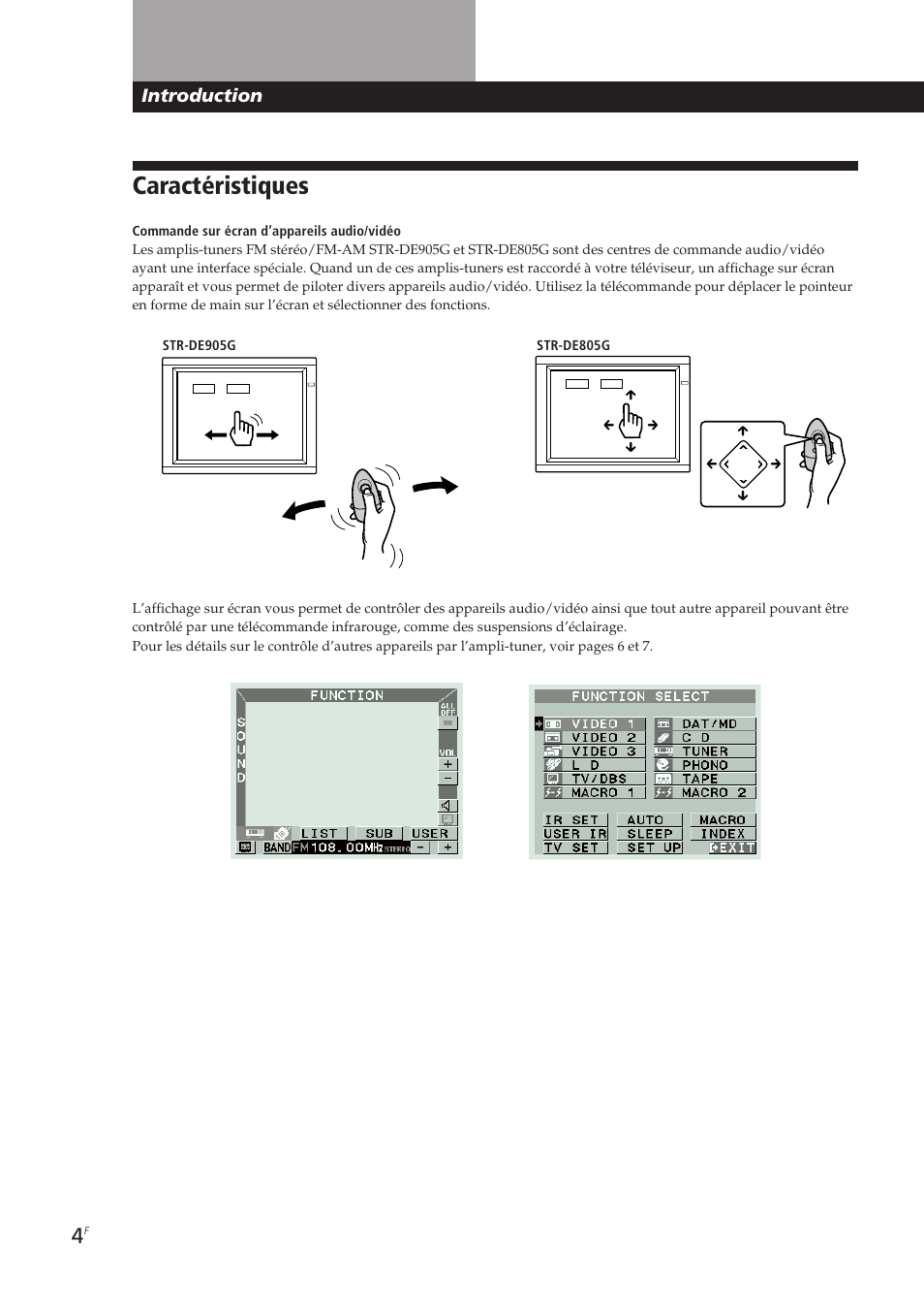 Caractéristiques, Introduction | Sony STR-DE905G User Manual | Page 54 / 200