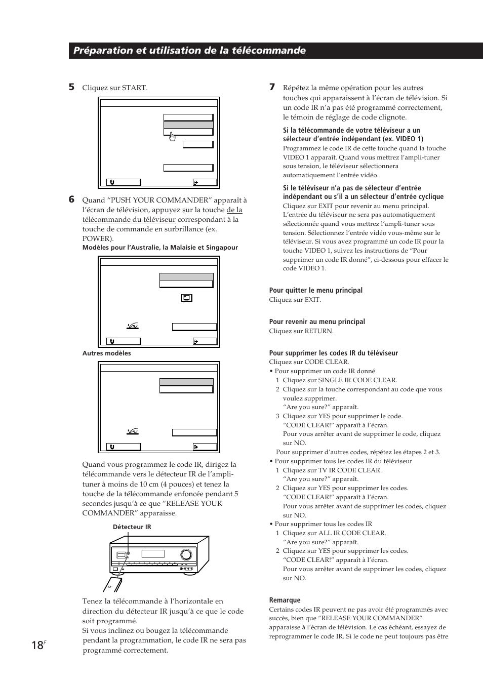 Préparation et utilisation de la télécommande 7 | Sony STR-DE905G User Manual | Page 68 / 200