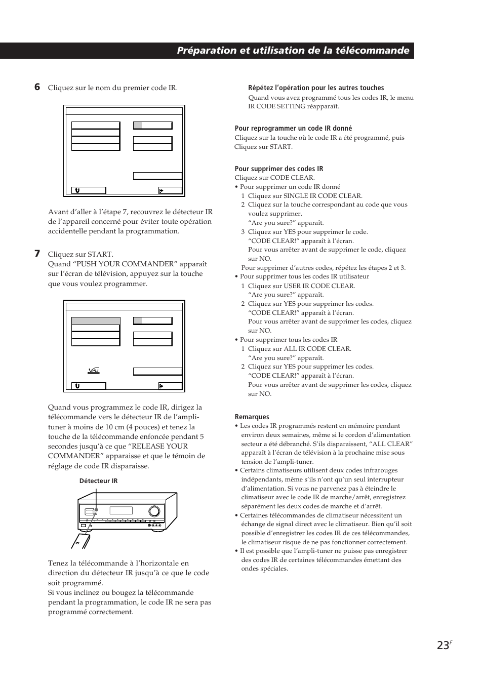 Préparation et utilisation de la télécommande 6 | Sony STR-DE905G User Manual | Page 73 / 200