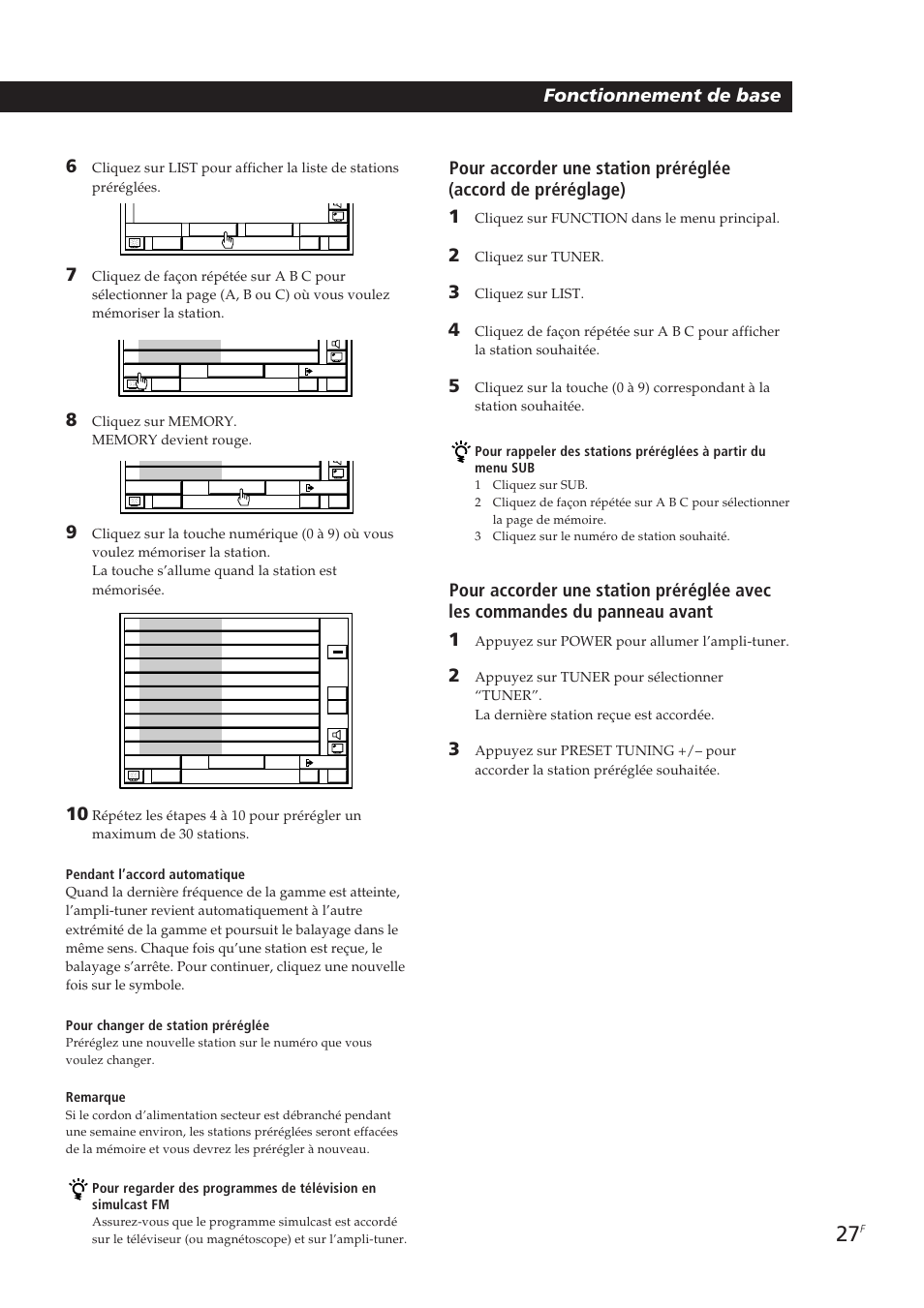 Fonctionnement de base 6 | Sony STR-DE905G User Manual | Page 77 / 200