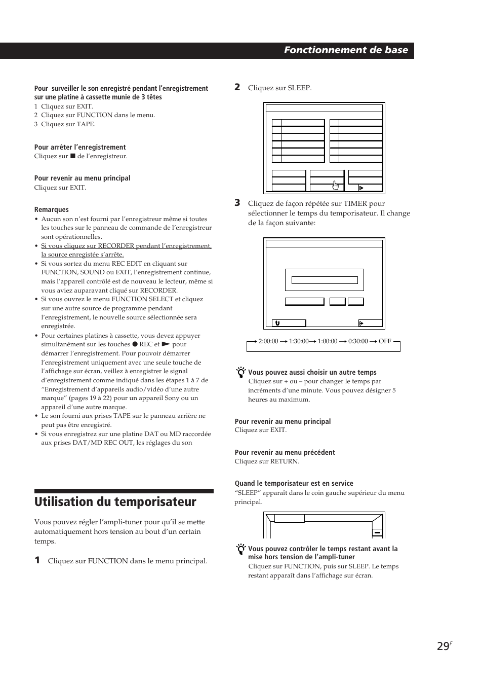 Utilisation du temporisateur, Fonctionnement de base | Sony STR-DE905G User Manual | Page 79 / 200