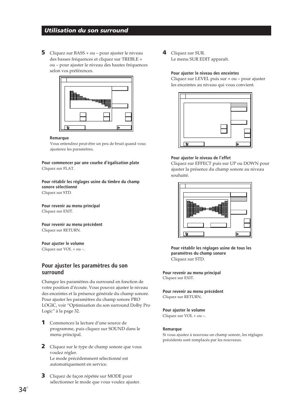 Utilisation du son surround 5, Pour ajuster les paramètres du son surround | Sony STR-DE905G User Manual | Page 84 / 200