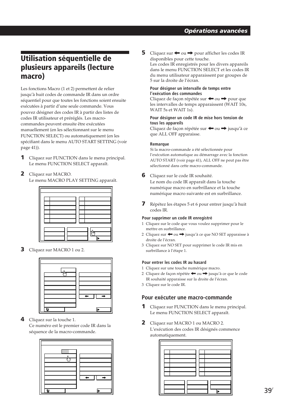 Opérations avancées, Pour exécuter une macro-commande 1 | Sony STR-DE905G User Manual | Page 89 / 200