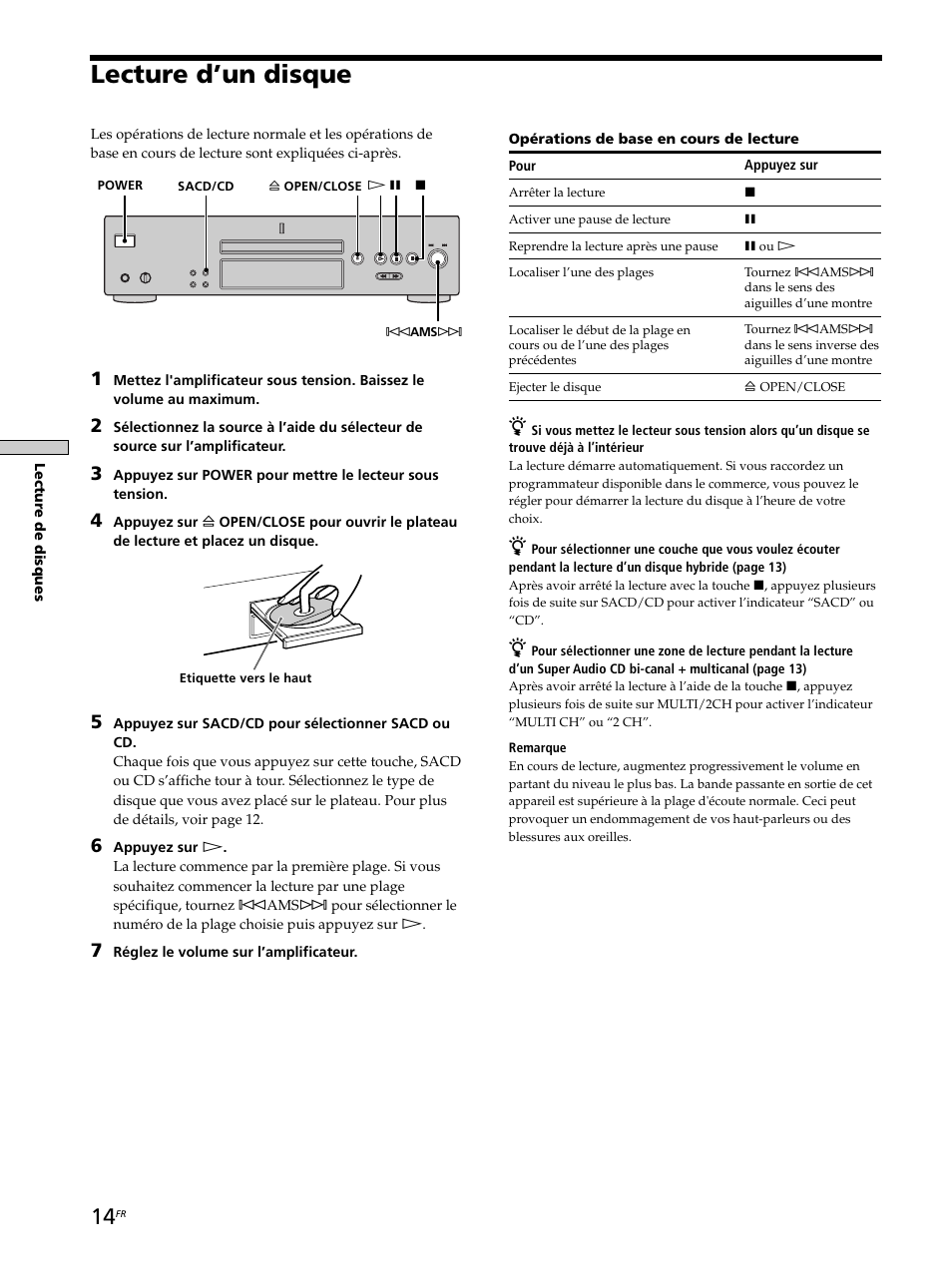 Lecture d’un disque | Sony SCD-XB770 User Manual | Page 42 / 112