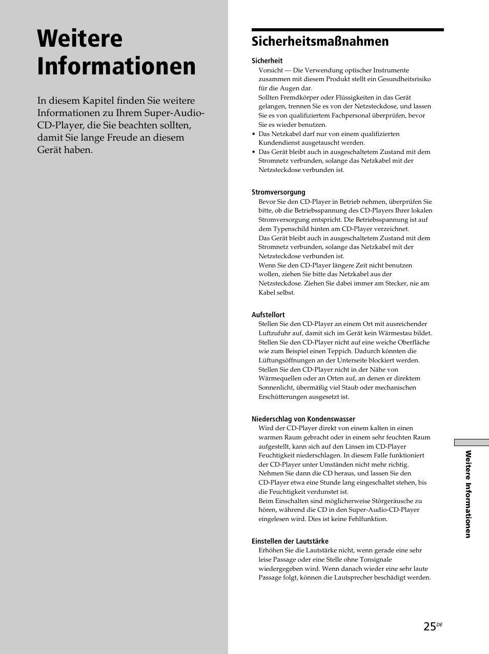 Weitere informationen, Sicherheitsmaßnahmen | Sony SCD-XB770 User Manual | Page 81 / 112