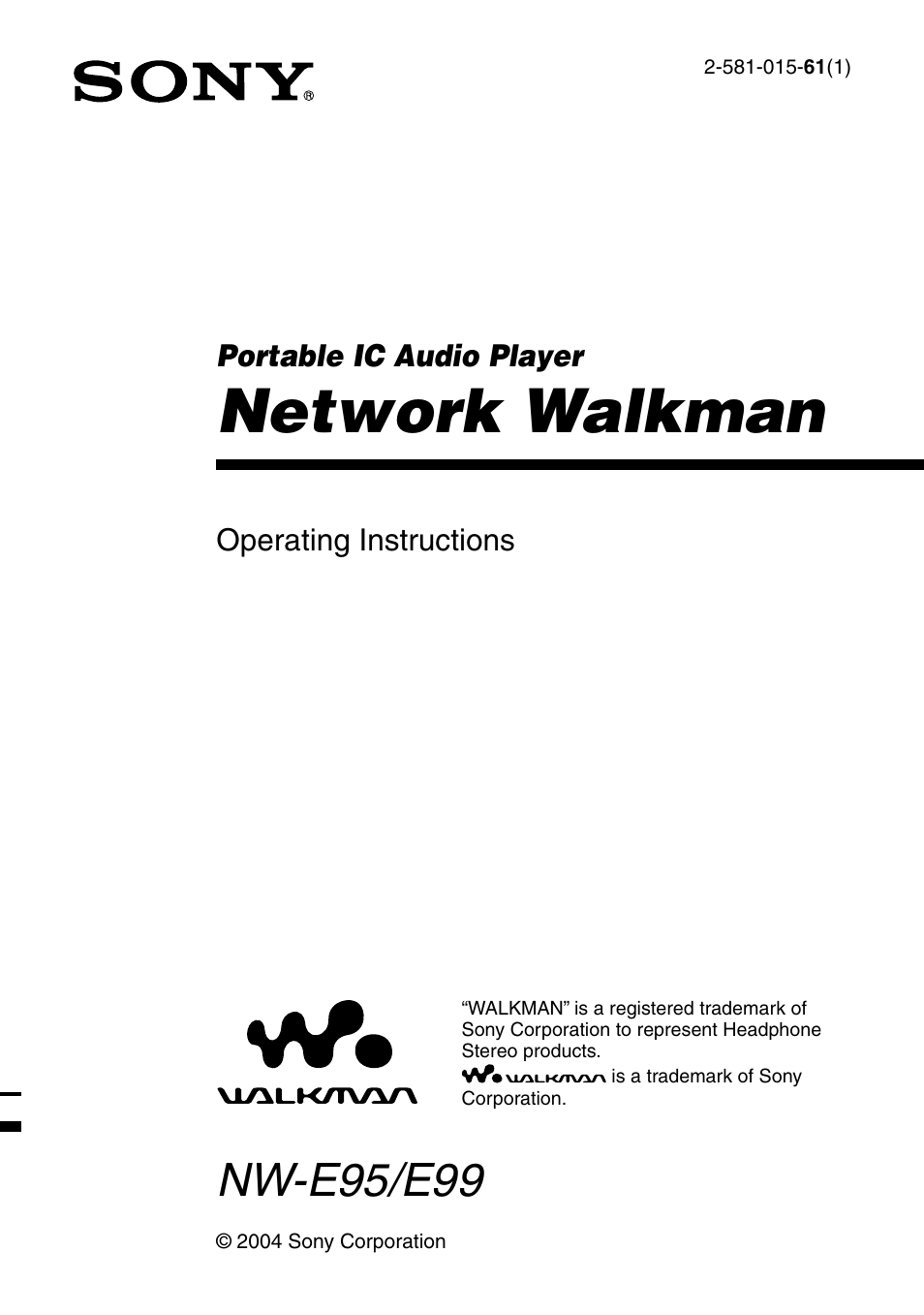 Sony NW-E99 User Manual | 52 pages