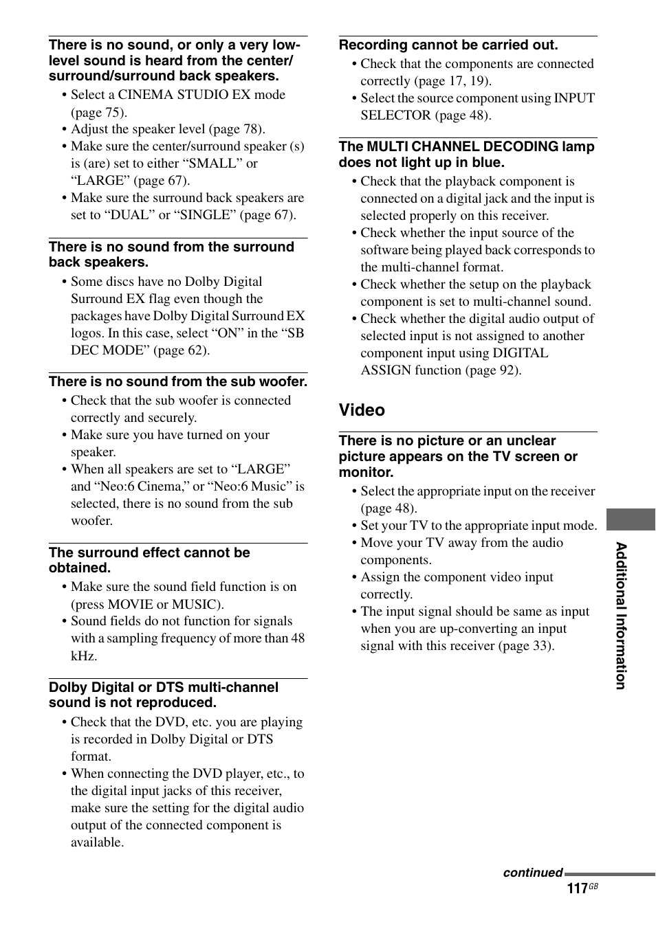 Video | Sony STR-DG1000 User Manual | Page 117 / 123