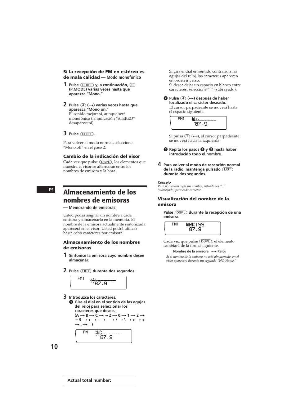 Almacenamiento de los nombres de emisoras | Sony CDX-C910 User Manual | Page 40 / 62