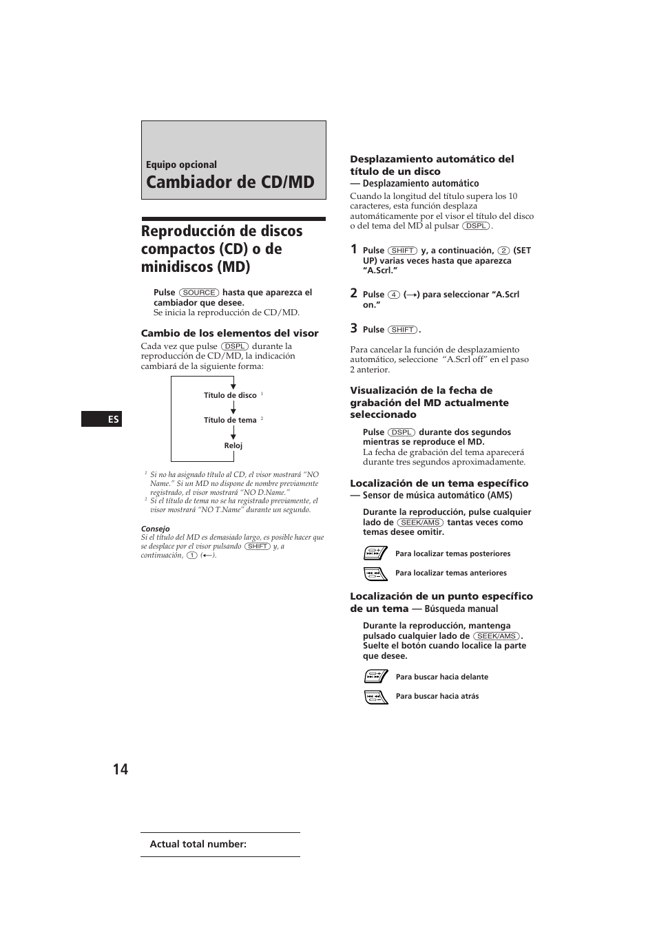 Cambiador de cd/md | Sony CDX-C910 User Manual | Page 44 / 62