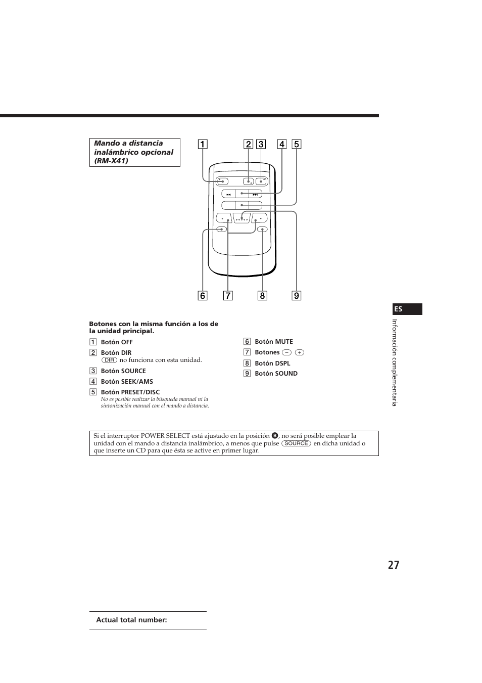 Actual total number: sony cdx-c910 (e | Sony CDX-C910 User Manual | Page 57 / 62