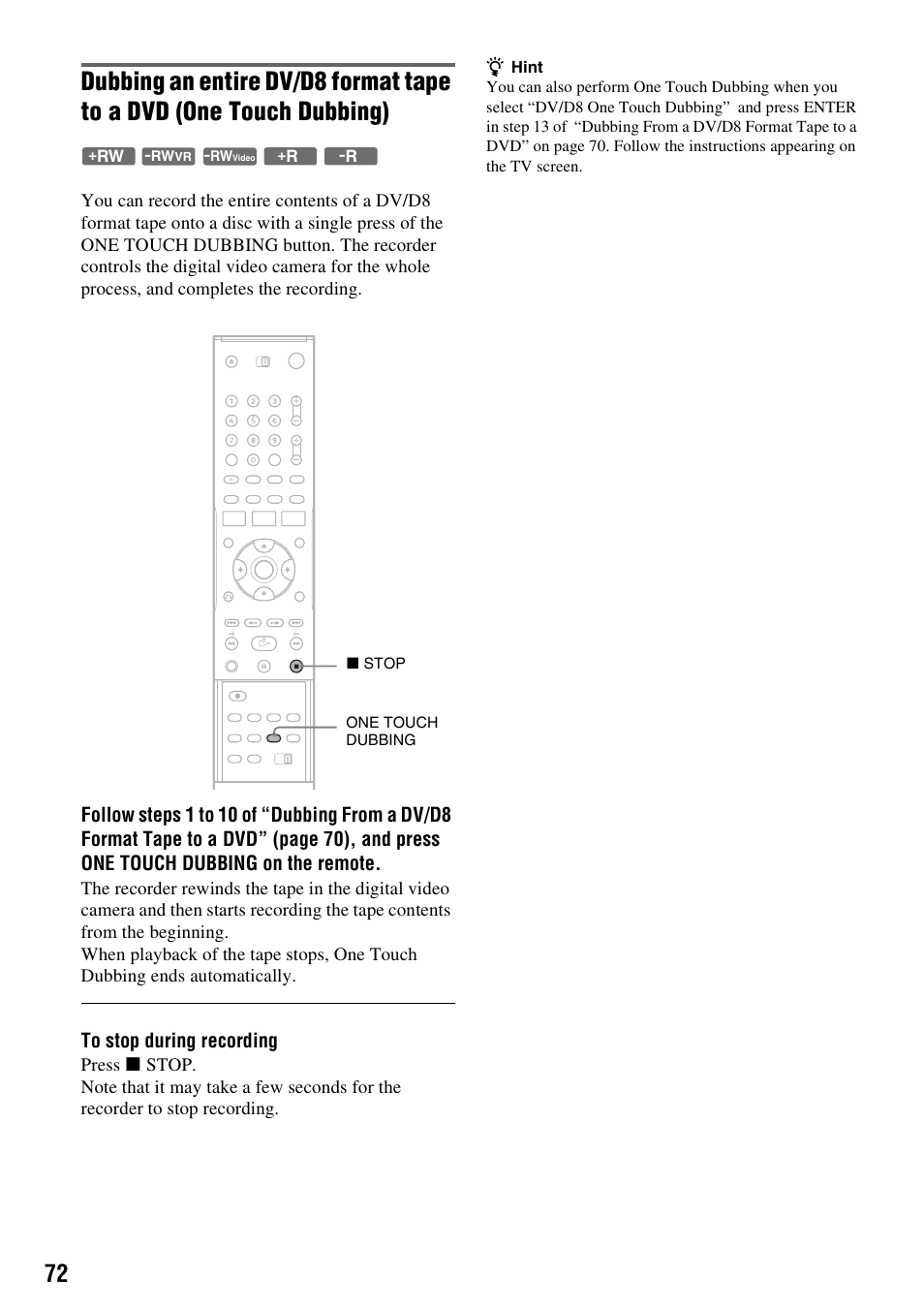 Sony RDR-GX315 User Manual | Page 72 / 100