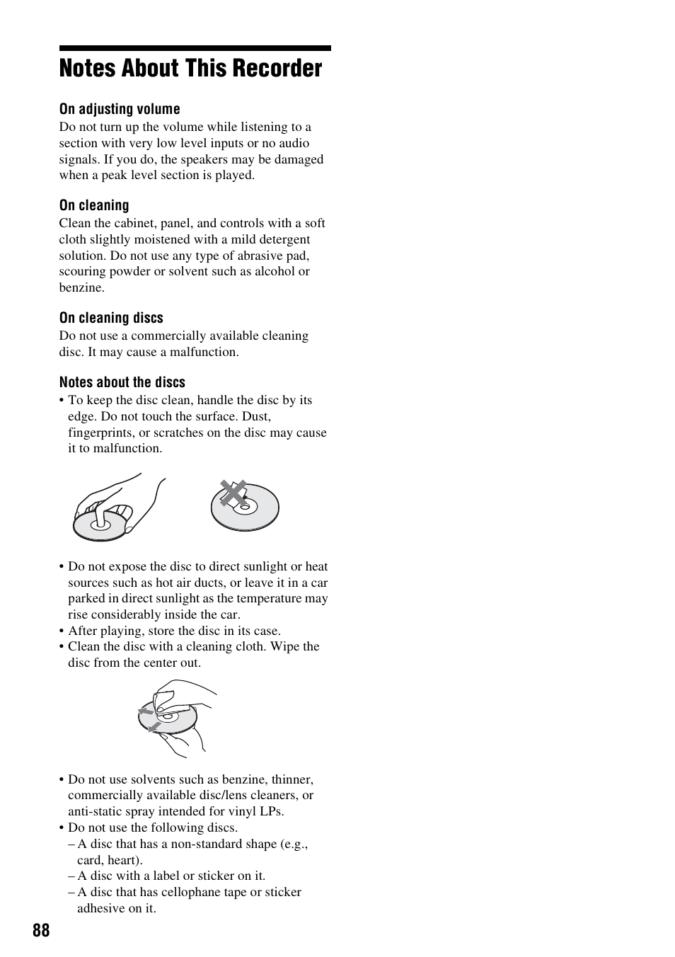 Notes about this recorder | Sony RDR-GX315 User Manual | Page 88 / 100