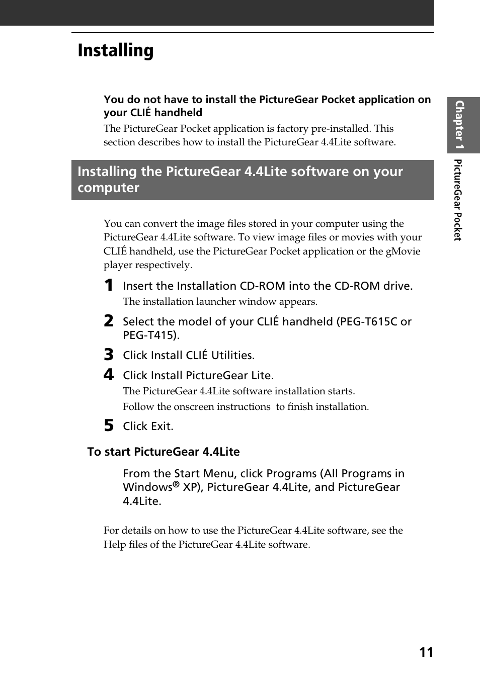 Installing | Sony PEG-T615C User Manual | Page 11 / 104