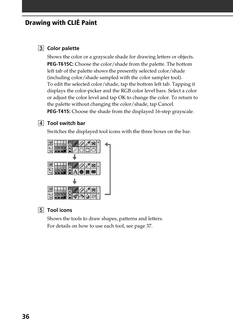 Drawing with clié paint | Sony PEG-T615C User Manual | Page 36 / 104