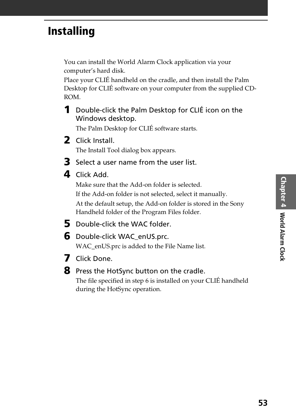 Installing | Sony PEG-T615C User Manual | Page 53 / 104