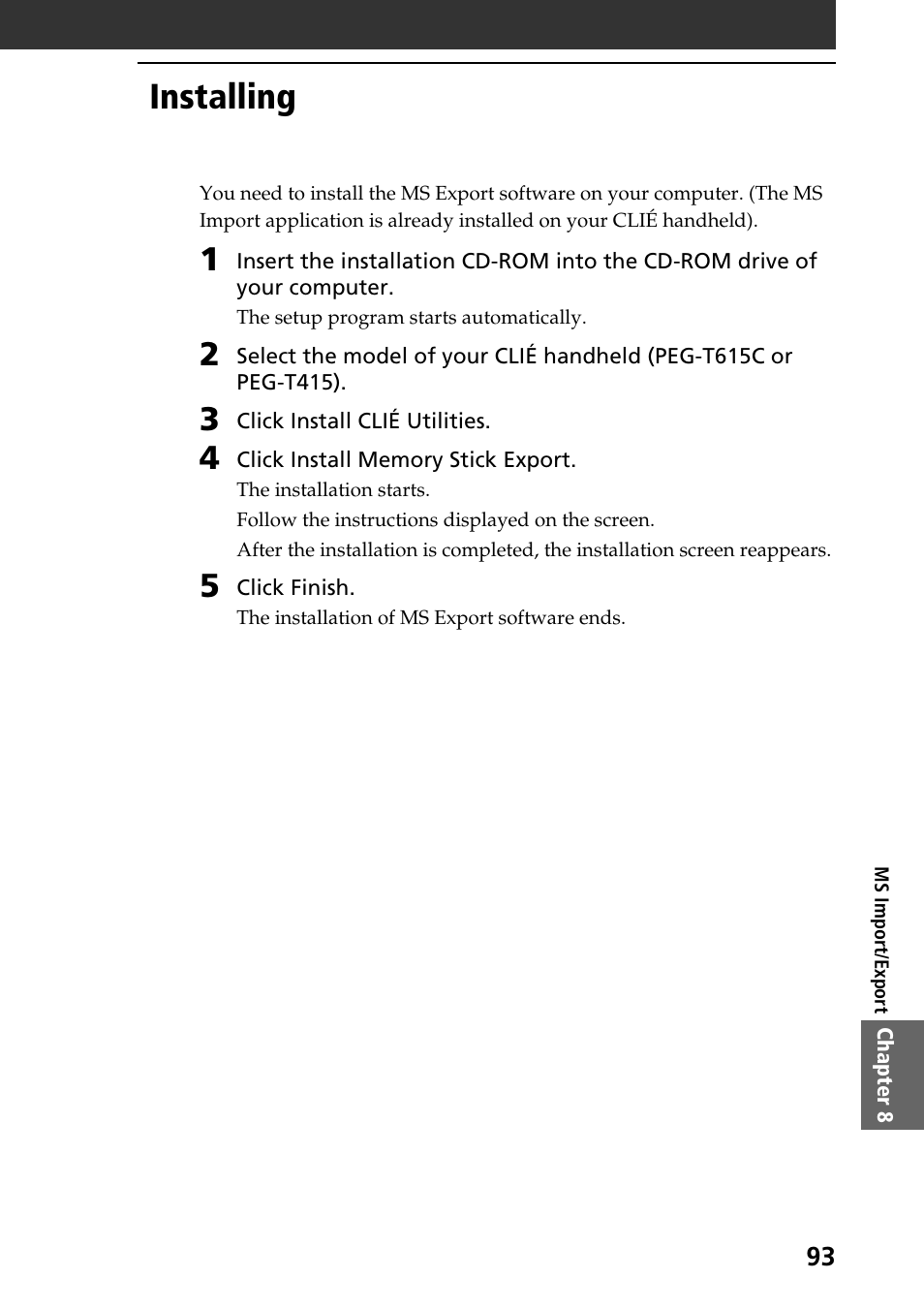 Installing | Sony PEG-T615C User Manual | Page 93 / 104