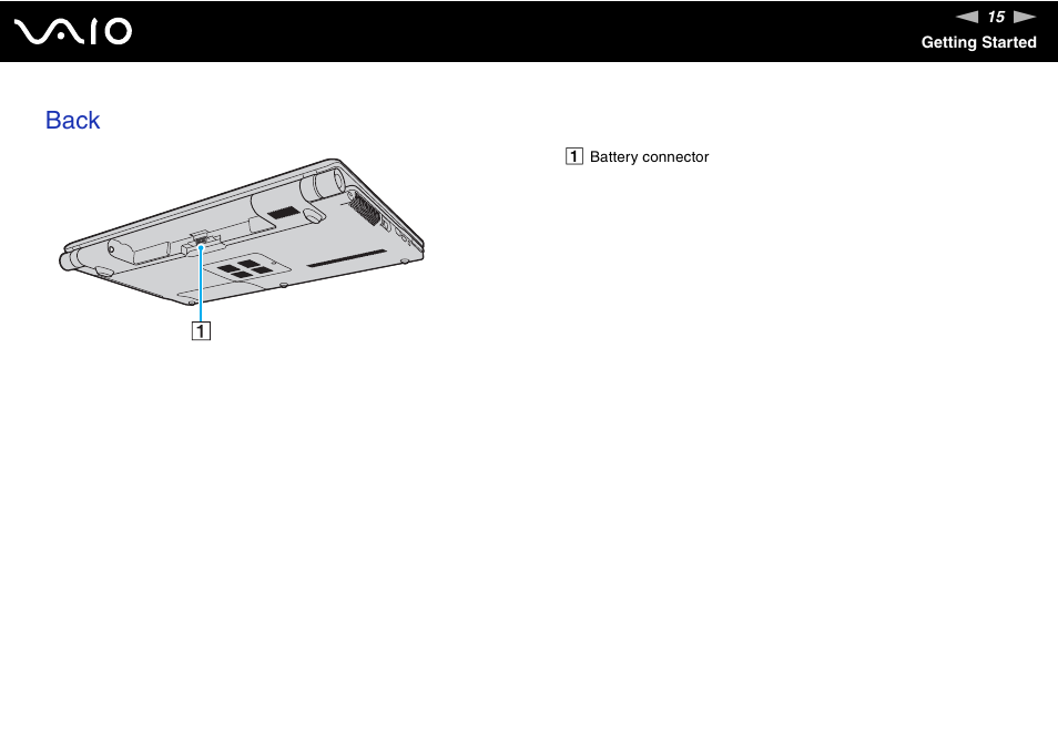 Back | Sony VAIO VGN-FW200 User Manual | Page 15 / 186