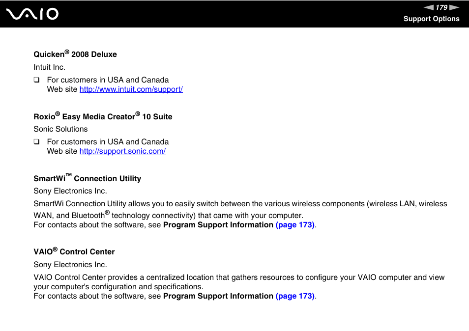 Sony VAIO VGN-FW200 User Manual | Page 179 / 186