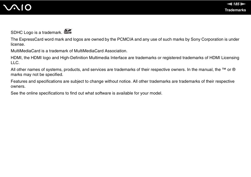 Sony VAIO VGN-FW200 User Manual | Page 185 / 186