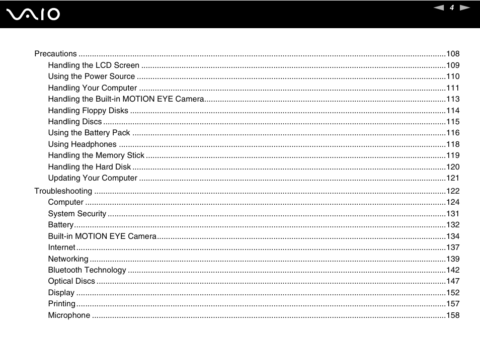 Sony VAIO VGN-FW200 User Manual | Page 4 / 186