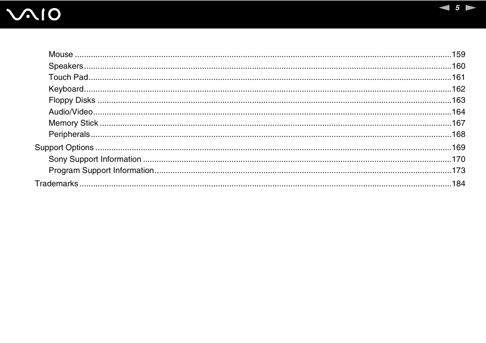 Sony VAIO VGN-FW200 User Manual | Page 5 / 186