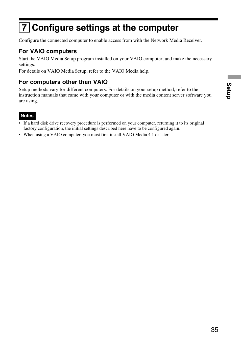 7 configure settings at the computer, 7 configure settings at the, Computer | Sony VGP-MR100 User Manual | Page 35 / 69