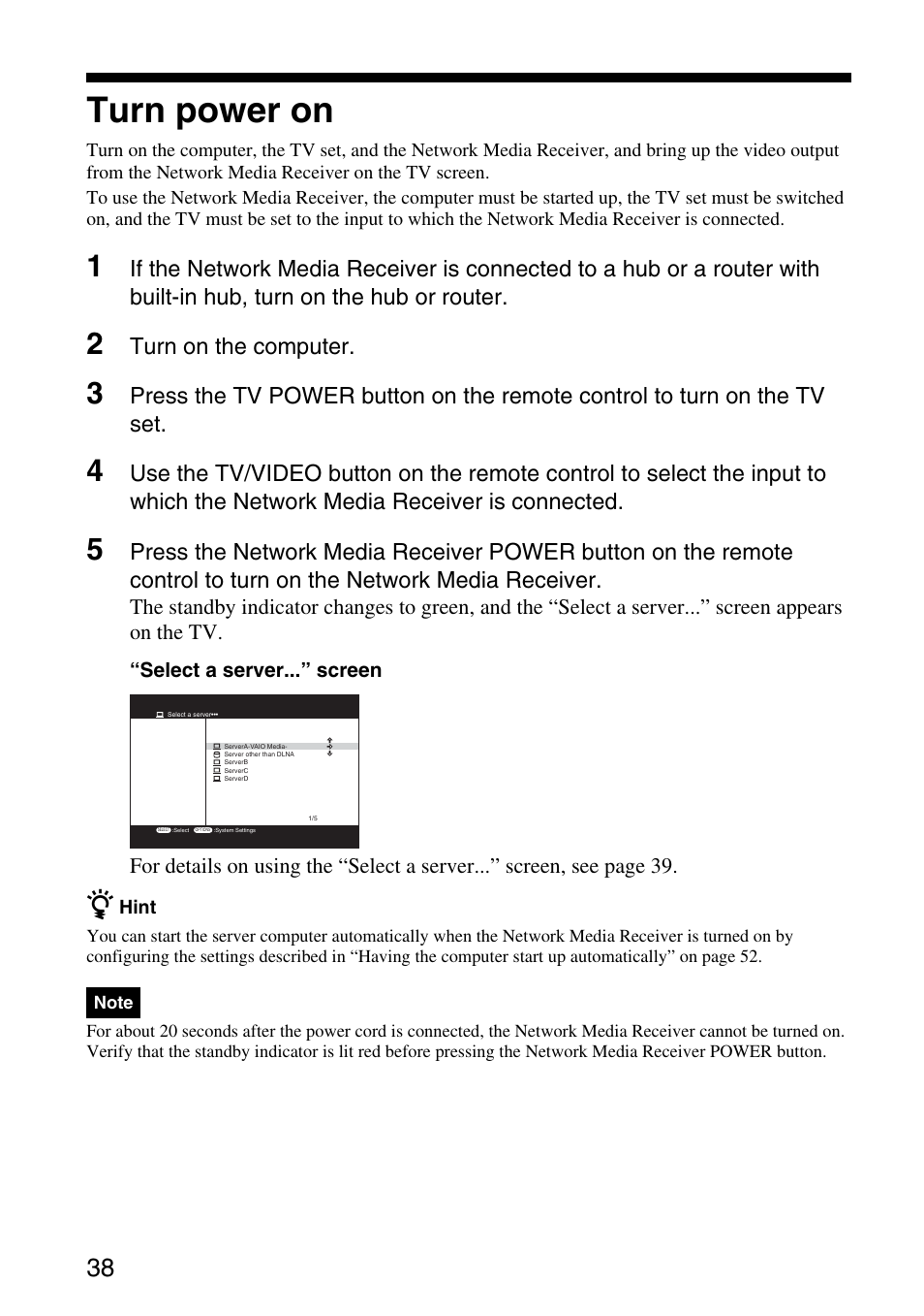 Turn power on | Sony VGP-MR100 User Manual | Page 38 / 69