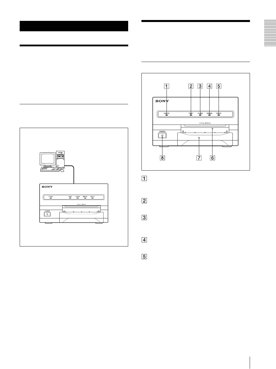 Getting started, System overview, System configuration | Location and function of parts and controls, Front panel | Sony UP-D23MD User Manual | Page 5 / 22