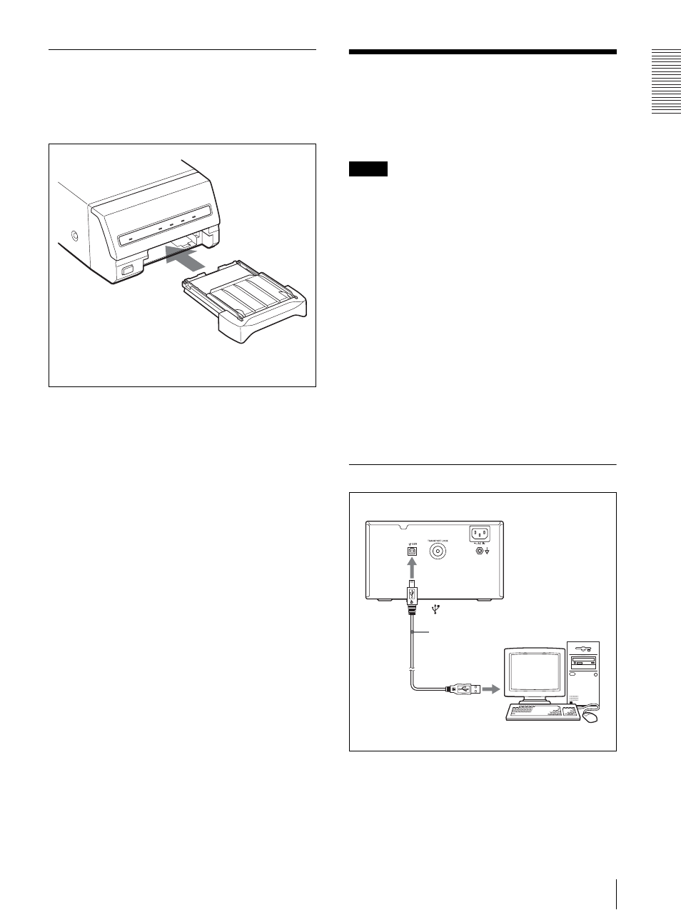 Assembly, Connections, Usb port connection | Sony UP-D23MD User Manual | Page 7 / 22