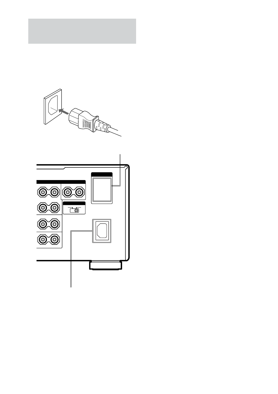 Connecting the ac power cord, Ac in terminal, Ac power cord (supplied) | Ac outlet | Sony STR-VA333ES User Manual | Page 18 / 72