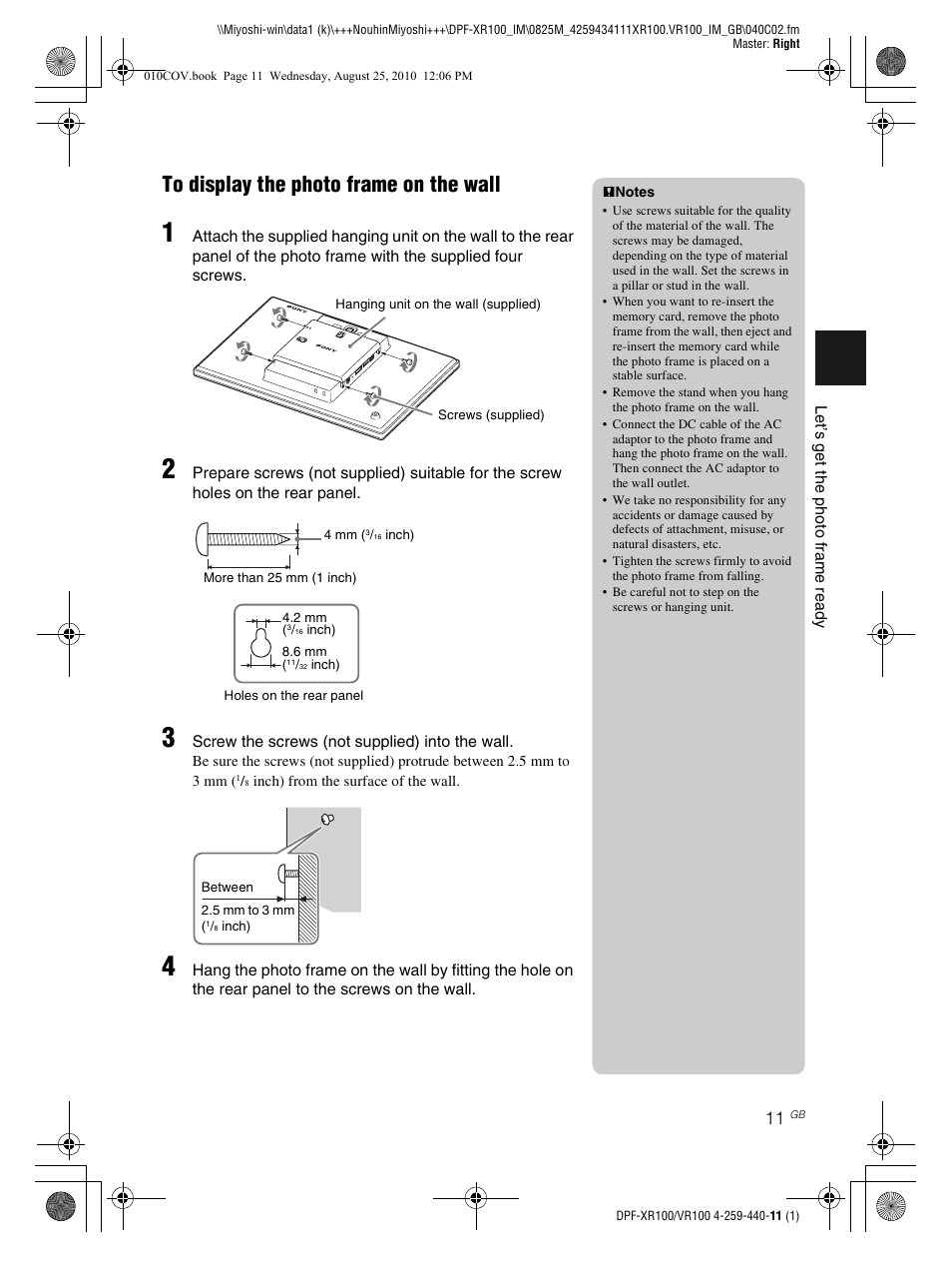 Sony DPF-VR100 User Manual | Page 11 / 40