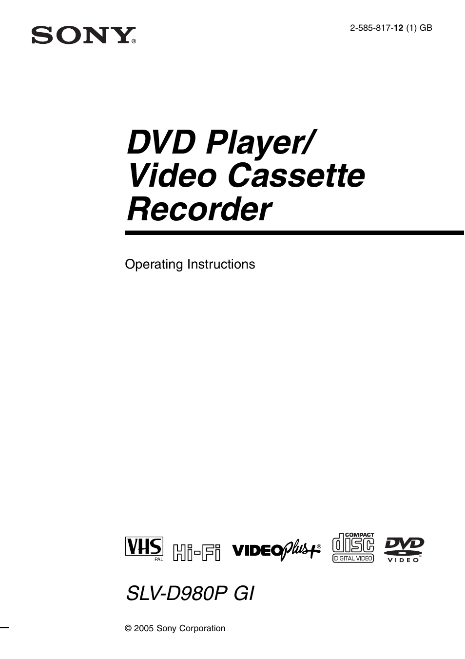 Sony SLV-D980P User Manual | 124 pages