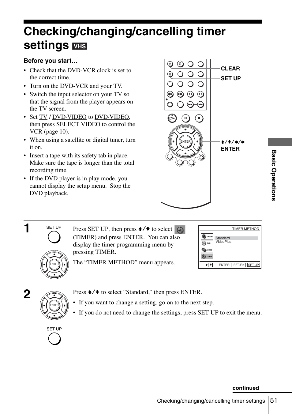 Checking/changing/cancelling timer settings, 51 ch, See “checking/changing/cancelling timer | Checking/changing/cancelling timer | Sony SLV-D980P User Manual | Page 51 / 124