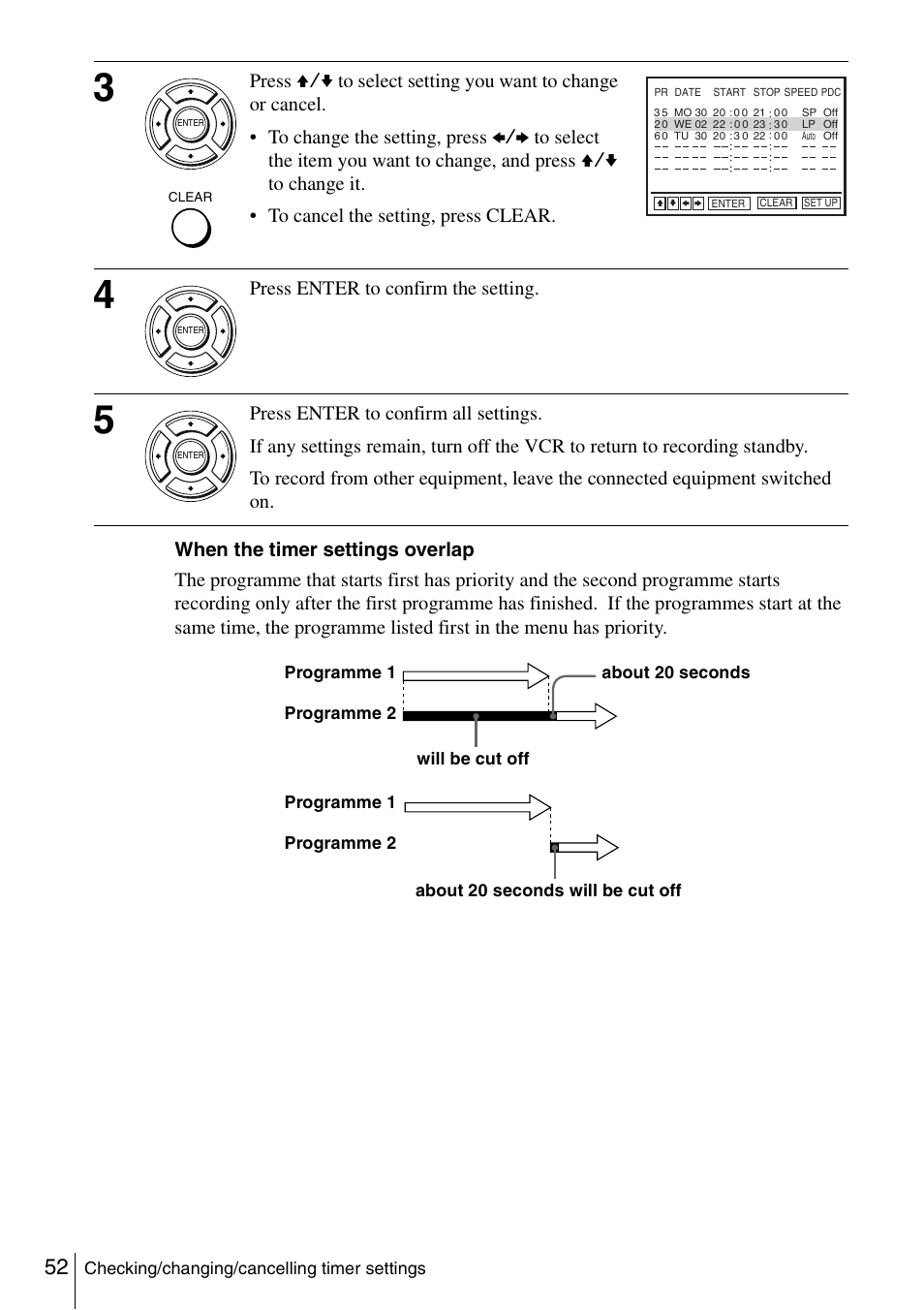 Press enter to confirm the setting | Sony SLV-D980P User Manual | Page 52 / 124