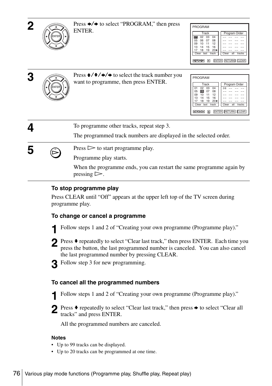Press b/b to select “program,” then press enter, Follow step 3 for new programming | Sony SLV-D980P User Manual | Page 76 / 124