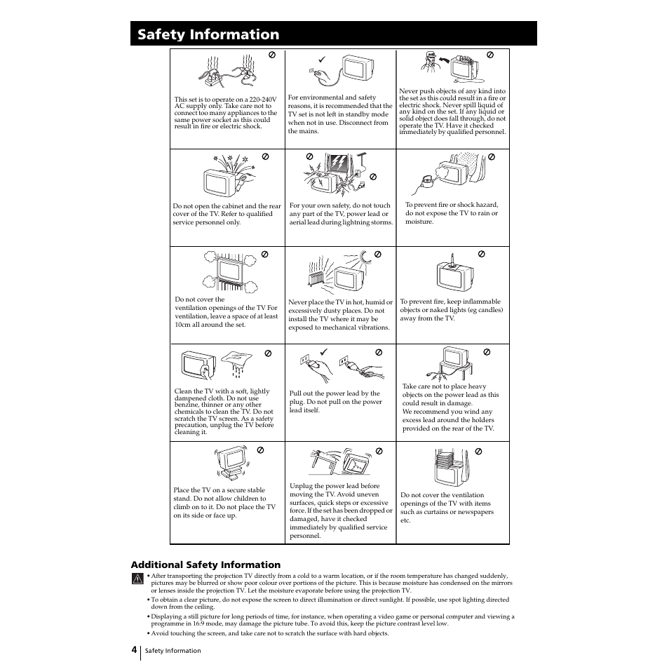 Safety information | Sony KP-44PS2U User Manual | Page 4 / 35