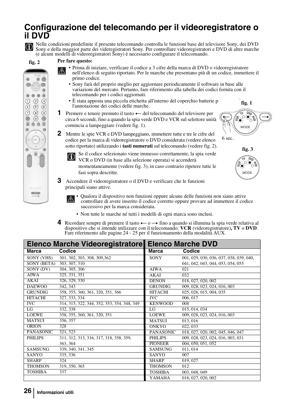 Elenco marche videoregistratore elenco marche dvd | Sony KV-29FQ85E User Manual | Page 107 / 111