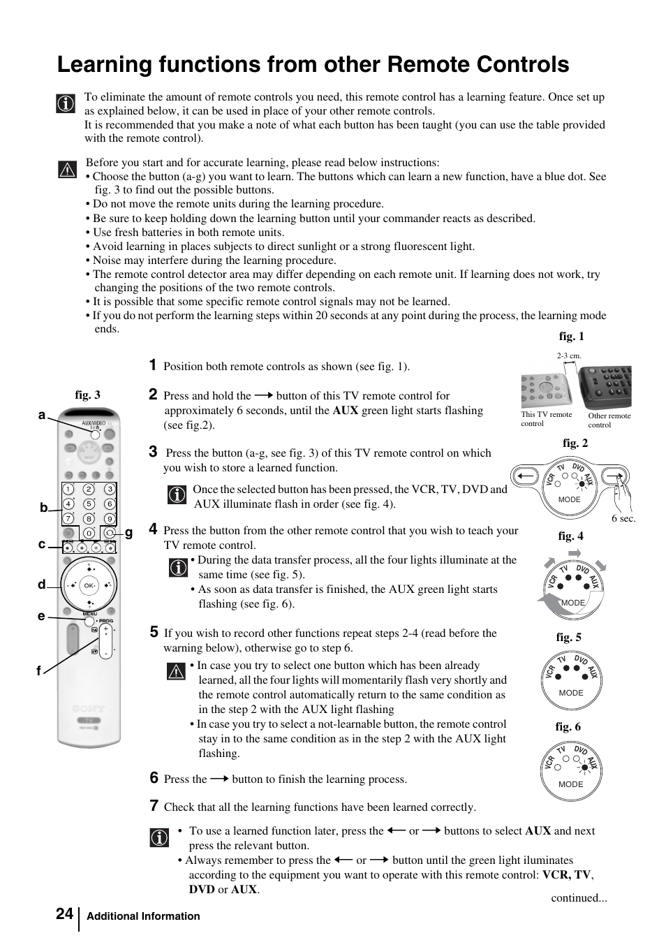 Learning functions from other remote controls | Sony KV-29FQ85E User Manual | Page 23 / 111