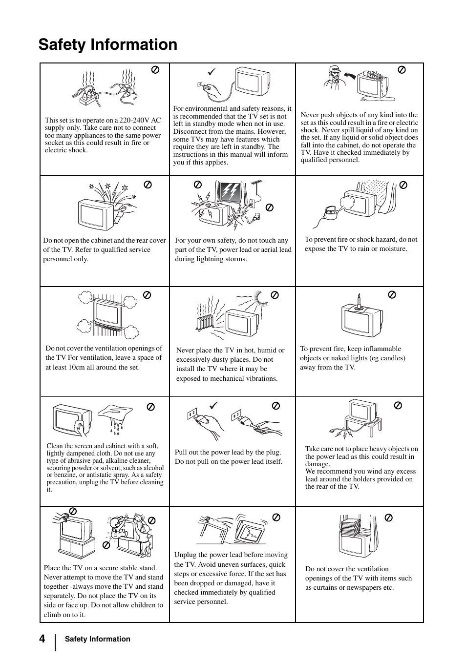 Safety information | Sony KV-29FQ85E User Manual | Page 3 / 111