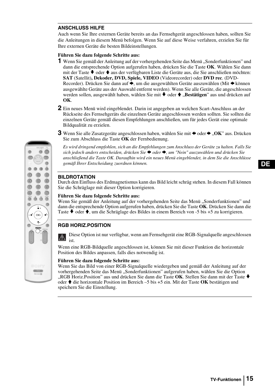 15 de | Sony KV-29FQ85E User Manual | Page 41 / 111